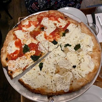 Juliana's - Medium Pizza with Extra Mozzarella (Half Margherita and Half White) - Juliana's Pizza - Pizza Near Me - Brooklyn, New York