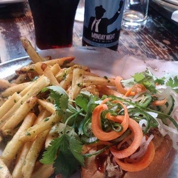 The Porter - Duck Confit Banh Mi with its suggested beer pairing, Monday Night Drafty Kilt Scotch Ale - Pubs Near Me - Atlanta, Georgia The Porter - Duck Confit Banh Mi with its suggested beer pairing, Monday Night Drafty Kilt Scotch Ale - Pubs Near Me - Atlanta, Georgia