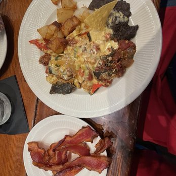 Wildfire - Migas with side of bacon - American Near Me - Georgetown, Texas Wildfire - Migas with side of bacon - American Near Me - Georgetown, Texas
