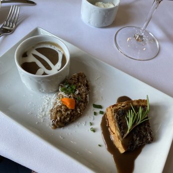 Joel Palmer House - Slippery jack soup mushroom risotto and a mushroom tart - Modern European Near Me - Dayton, Oregon Joel Palmer House - Slippery jack soup mushroom risotto and a mushroom tart - Modern European Near Me - Dayton, Oregon
