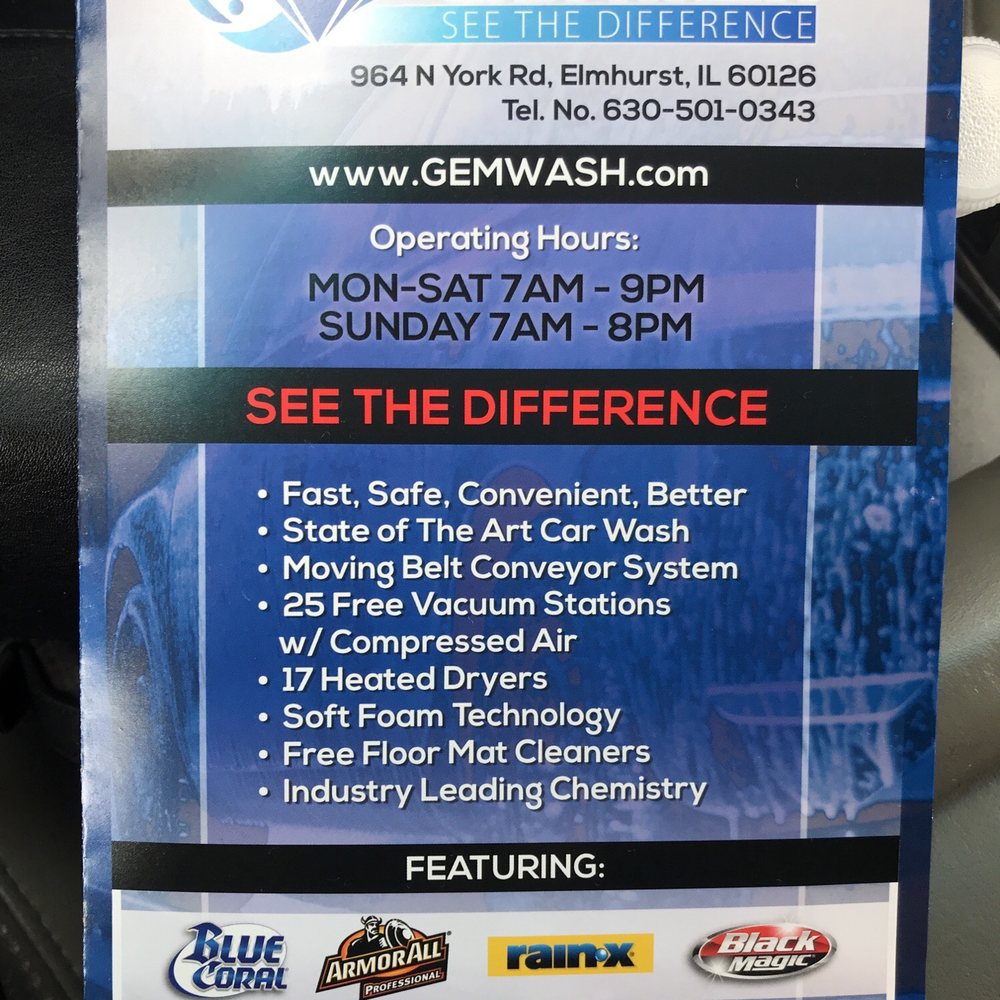 Gem Car Wash - Flyer - Car Wash Near Me - Elmhurst, Illinois Gem Car Wash - Flyer - Car Wash Near Me - Elmhurst, Illinois