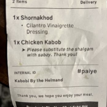 Kabobi By The Helmand - My request that was clearly ignored. - Afghan Near Me - Herndon, Virginia