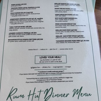 Rum Hut - Food menu - Seafood Near Me - St John, Virgin Islands