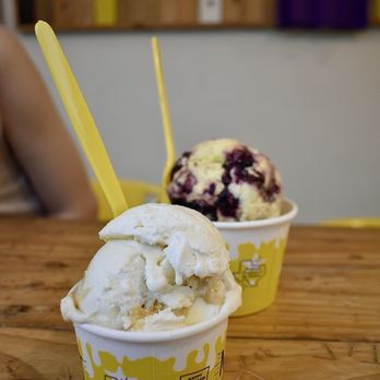 Melt Ice Creams - (Front) Texas Lavender Honey Crunch & (Back) Lemon Blueberry Pie - Desserts Near Me - Fort Worth, Texas Melt Ice Creams - (Front) Texas Lavender Honey Crunch & (Back) Lemon Blueberry Pie - Desserts Near Me - Fort Worth, Texas