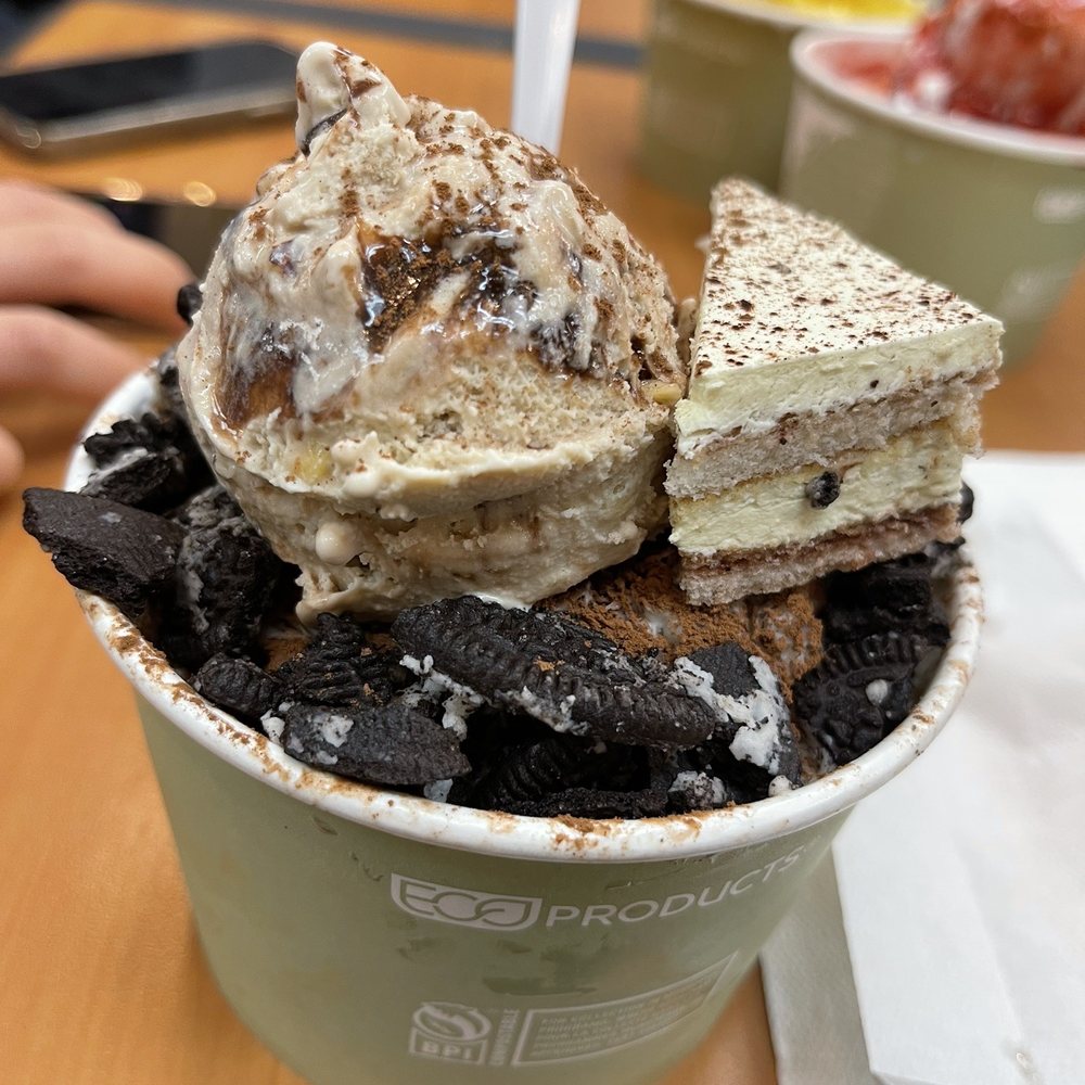 a cup of ice cream and cookies a cup of ice cream and cookies