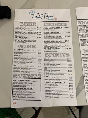 Menu photo 3 The Front Room Lounge Anaheim, CA