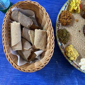 Beteseb Restaurant - Injera, two kinds of - Ethiopian Near Me - Anaheim, California