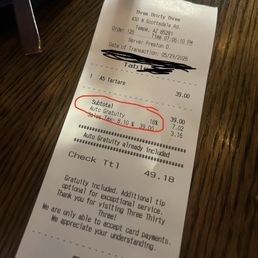 Automatic gratuity