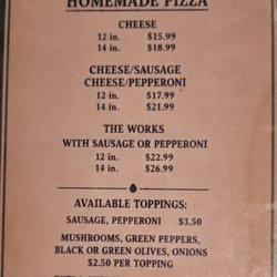 Stillwaters - Pizza Menu