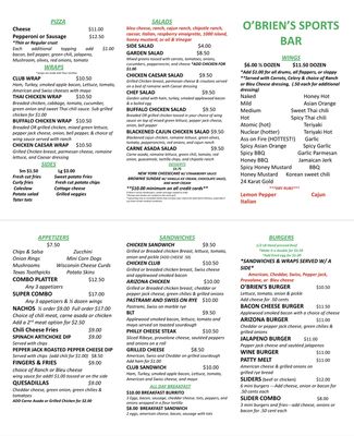Menu photo 6 O'Briens Sports Pub Phoenix, AZ Menu photo 6 O'Briens Sports Pub Phoenix, AZ