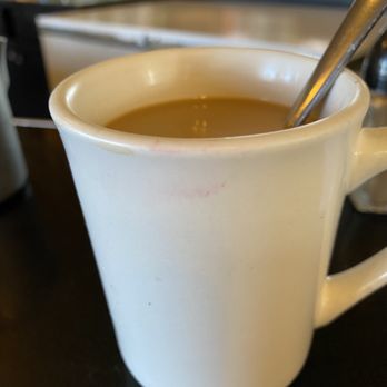 Five Corners Cafe - Urrrghhh. Lipstick mark on coffee mug. Not washed properly. They replaced it. - Diners Near Me - White Rock, British Columbia