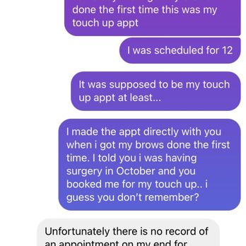 Brow Clinic LA - Here is where she said she had no record of my appt. /: smhhhhh - Permanent Makeup Near Me - Los Angeles , California