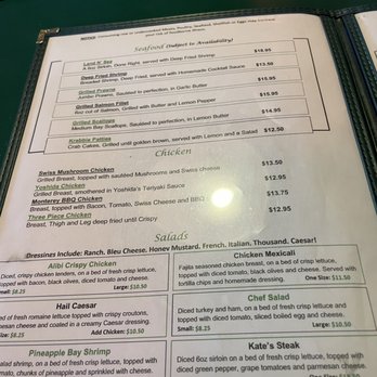 Alibi Pub and Eatery - the menu of the restaurant - Pubs Near Me - Wilbur, Washington