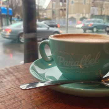 49th Parallel Coffee - Latte served in their signature turquoisey cups - Cafes Near Me - Vancouver, British Columbia 49th Parallel Coffee - Latte served in their signature turquoisey cups - Cafes Near Me - Vancouver, British Columbia