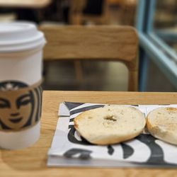 Starbucks - Honey Citrus Mint Tea and Plain Bagel with Butter