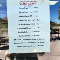 Antonio’s Quick Lunch - Added menu