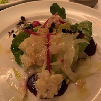 Chez Panisse - Halibut tartare with lettuce, beets, and radishes - New American Near Me - Berkeley, California Chez Panisse - Halibut tartare with lettuce, beets, and radishes - New American Near Me - Berkeley, California