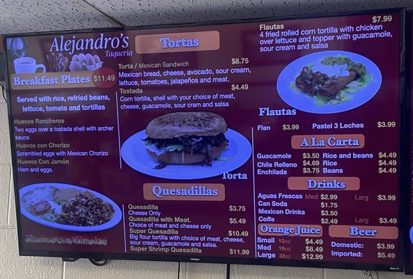 Menu photo 2 Alejandro's Taqueria Fairfield, CA