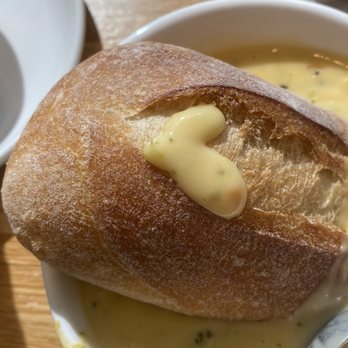 Panera Bread - Baguette and broccoli cheddar soup - Salad Near Me - Rialto, California Panera Bread - Baguette and broccoli cheddar soup - Salad Near Me - Rialto, California