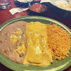 The Jalapeno Tree - Combo 2. Two cheese enchiladas with queso, 10/10