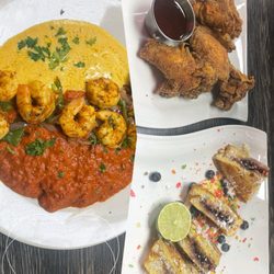 Royal Cake Creations - Shrimp and grits, PB&J French toast w/fried wings WOW Delicious, presentation was great!