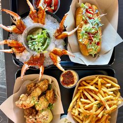 The Veil Brewing - Crab claws, shrimp roll, fried chicken bites, and kimchi fries