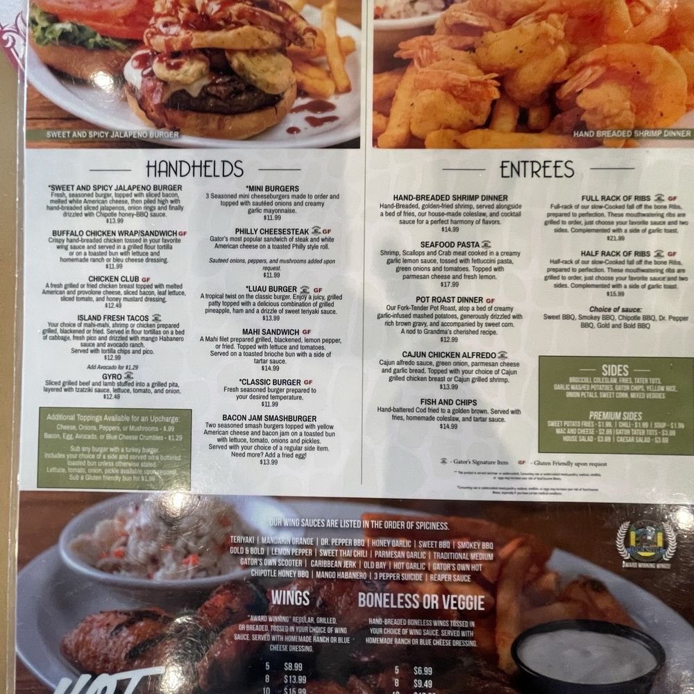 Gator’s Dockside - O Town West - Menu - Sandwiches Near Me - Orlando, Florida