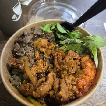 Anytime Kitchen - Half and Half - bulgogi and spicy pork - Korean Near Me - New York, New York Anytime Kitchen - Half and Half - bulgogi and spicy pork - Korean Near Me - New York, New York