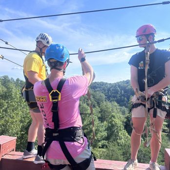 Red River Gorge Zipline - Three guides per group, tip them well, your life is literally in their hands! - Ziplining Near Me - Campton, Kentucky Red River Gorge Zipline - Three guides per group, tip them well, your life is literally in their hands! - Ziplining Near Me - Campton, Kentucky