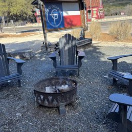 Texas Grounds Coffee Company outside fire pit seating