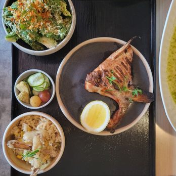 Lingo - Grilled Wild Ramp, Corn Donabe Rice, and Fosh of the day - New American Near Me - Brooklyn, New York