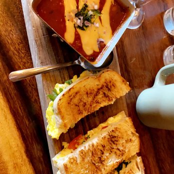 TownHall - Grilled Cheese + Egg Bars from brunch! Usually comes with tomato soup but substituted for vegan chili! - New American Near Me - Cleveland, Ohio TownHall - Grilled Cheese + Egg Bars from brunch! Usually comes with tomato soup but substituted for vegan chili! - New American Near Me - Cleveland, Ohio