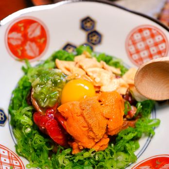 Takenaka Uni Bar - Japan Uni and Beef Yuk-hoe ($15) - Seafood Near Me - Vancouver, British Columbia Takenaka Uni Bar - Japan Uni and Beef Yuk-hoe ($15) - Seafood Near Me - Vancouver, British Columbia