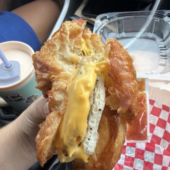 Okinawa Donuts - Sausage egg and cheese croissant - Donuts Near Me - Midwest City, Oklahoma Okinawa Donuts - Sausage egg and cheese croissant - Donuts Near Me - Midwest City, Oklahoma