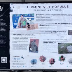 Sherbrooke's Murals on BaladoDiscovery - Sign by one of the murals