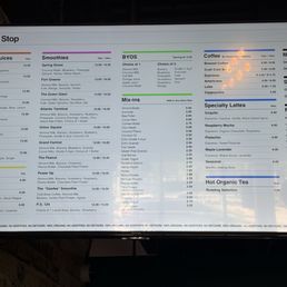 Drinks Menu as of April 2026. Drinks Menu as of April 2026.