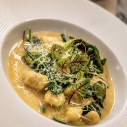 Gnocchi and butternut squash with burrata