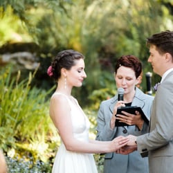 Ceremonies by Alison - Alison officiating our wedding at Lake Temescal Beach House.