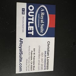 A Royal Suite Home Furnishings - Business card for Christian