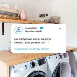 Soap & Soak - Happy Sunday! We hope you're enjoying the weather today & not stuck inside folding laundry. Never miss a Sunday Funday again. Schedule today