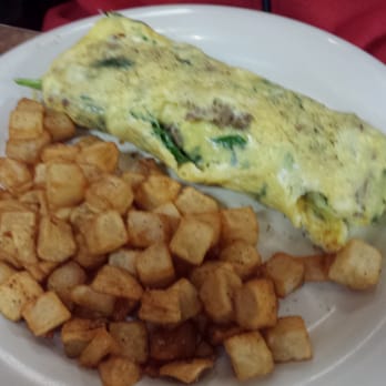 D'egg Diner - Overcharged Omelette with spinach, sausage and feta! - Diners Near Me - Norfolk, Virginia