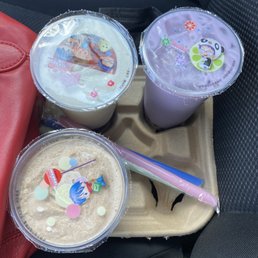 Melona, taro, and choco pb coffee