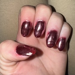 Lavender Nails and Spa - Red all on my fingers. No cuticle, the dip is cover not only my finger nail but also my skin.
