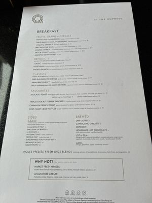 Menu photo 6 Q at The Empress Victoria, BC