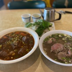 Mama's Pho - The special on the left, beef stew pho Beef pho on the right