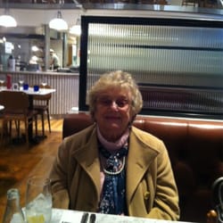 Pizza Express - Now in the Old Bank building where the Ask used to be. Here's my Mum about to enjoy a pizza.
