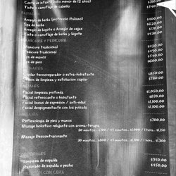 The Barber's Spa Vita Plaza - Menu of services (in Mexican pesos)