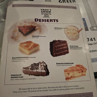 Menu photo 8 Troy's Greek Restaurant San Diego, CA Menu photo 8 Troy's Greek Restaurant San Diego, CA