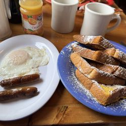 Stack'em High Pancakes & So Forth - French toast with egg and sausage