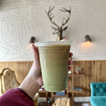MoonShots - the juice truck latte w/ pistachio almond milk ($7.25) - Juice Bars & Smoothies Near Me - Guilford, Connecticut